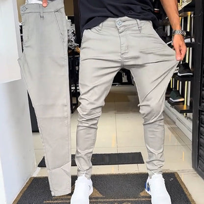 Ανδρικό παντελόνι slim fit casual μονόχρωμο